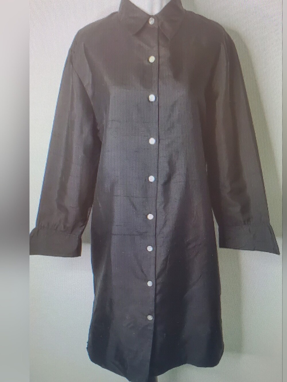 SilkLand Women's Black 100% Silk Long Sleeve Button Down Tunic Dress Summer Coat